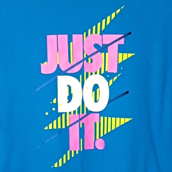 Nike Mens Dri Fit T Shirt Blue Cotton Blend JUST DO IT Graphic Size XL - Picture 5 of 8
